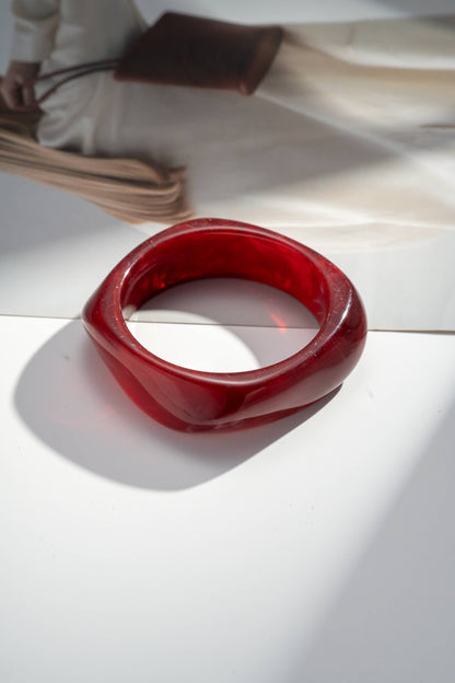 Bracelets jonc résine assortis - Écru bordeaux vert
