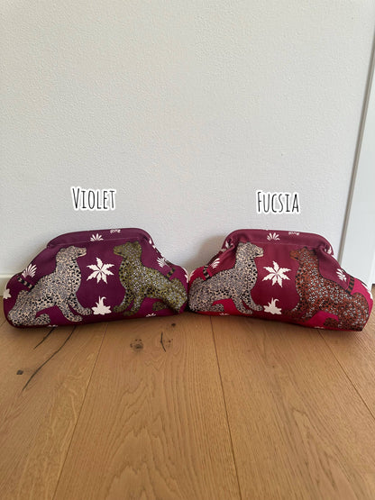 Pochette Clutch Jungle Noir/Marron Bandoulière à Chaîne en Polyester 21x31 cm