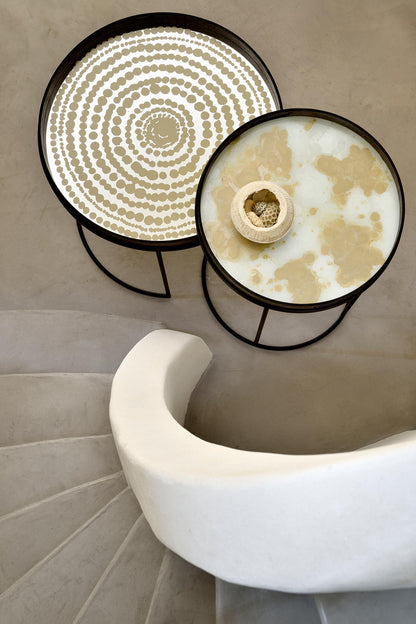 Plateau Miroir en Verre à Pois Dorés D.61 cm - Ethnicraft