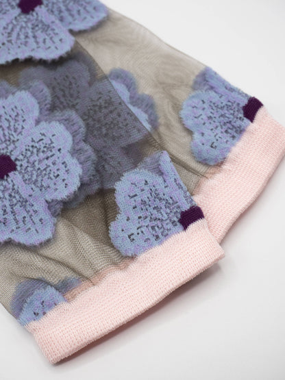 Chaussettes Transparentes Fleurs Bleues ou Mauve Murano - Atelier St Eustache
