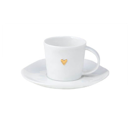 Tasse & Soucoupe en Porcelaine Coeur Or / Argent - Räder