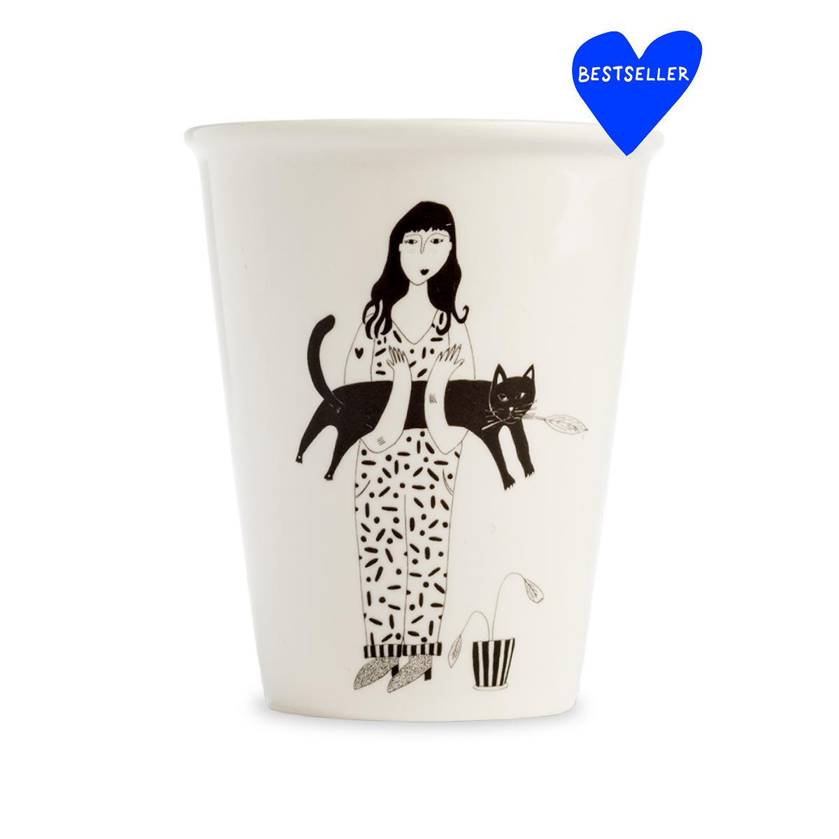 Tasse en Porcelaine avec Illustration Chat Noir - Helen B