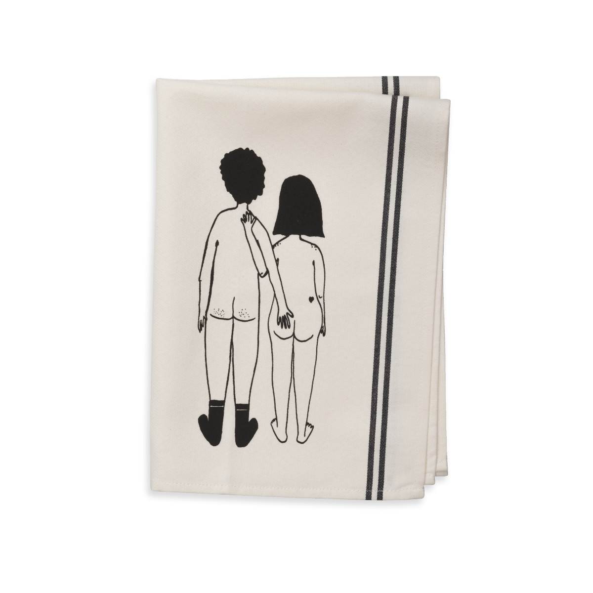 Torchon avec Illustration "Couple Nu de Dos"  50 x 70 cm - Helen B