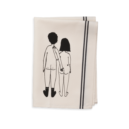 Torchon avec Illustration "Couple Nu de Dos"  50 x 70 cm - Helen B