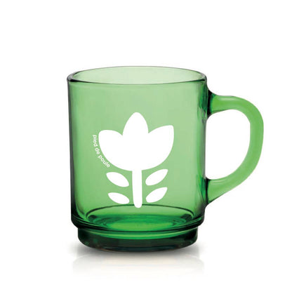 Set de 4 Mugs en Verre Rétros Verts Fleurs - Duralex