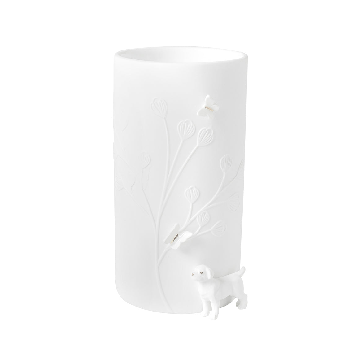 Vase en Porcelaine Blanche Chien & Papillon H.13 cm / H.17 cm - Räder