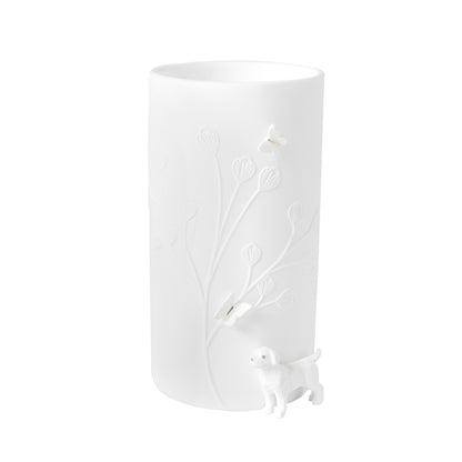Vase en Porcelaine Blanche Chien & Papillon H.13 cm / H.17 cm - Räder