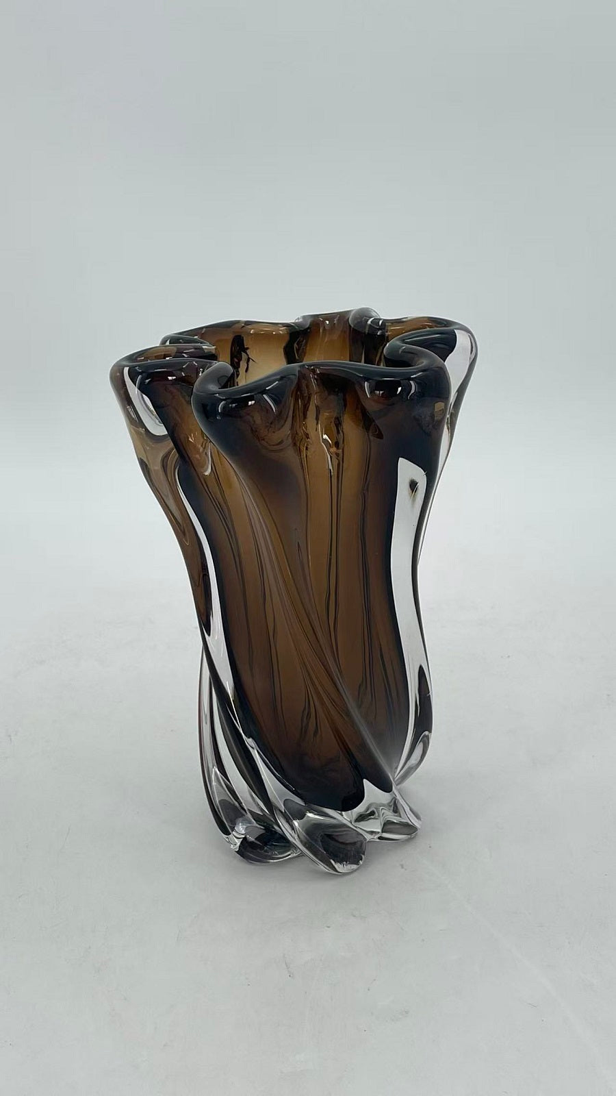 Vase en Verre Brun, Forme Organique - Fancy