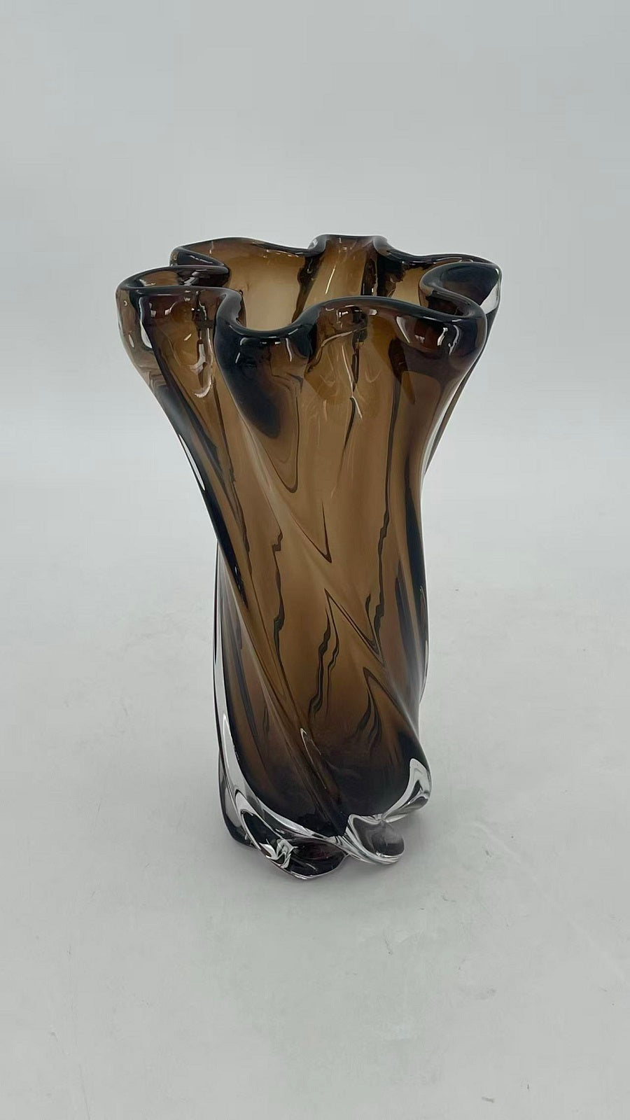 Vase en Verre Brun, Forme Organique - Fancy