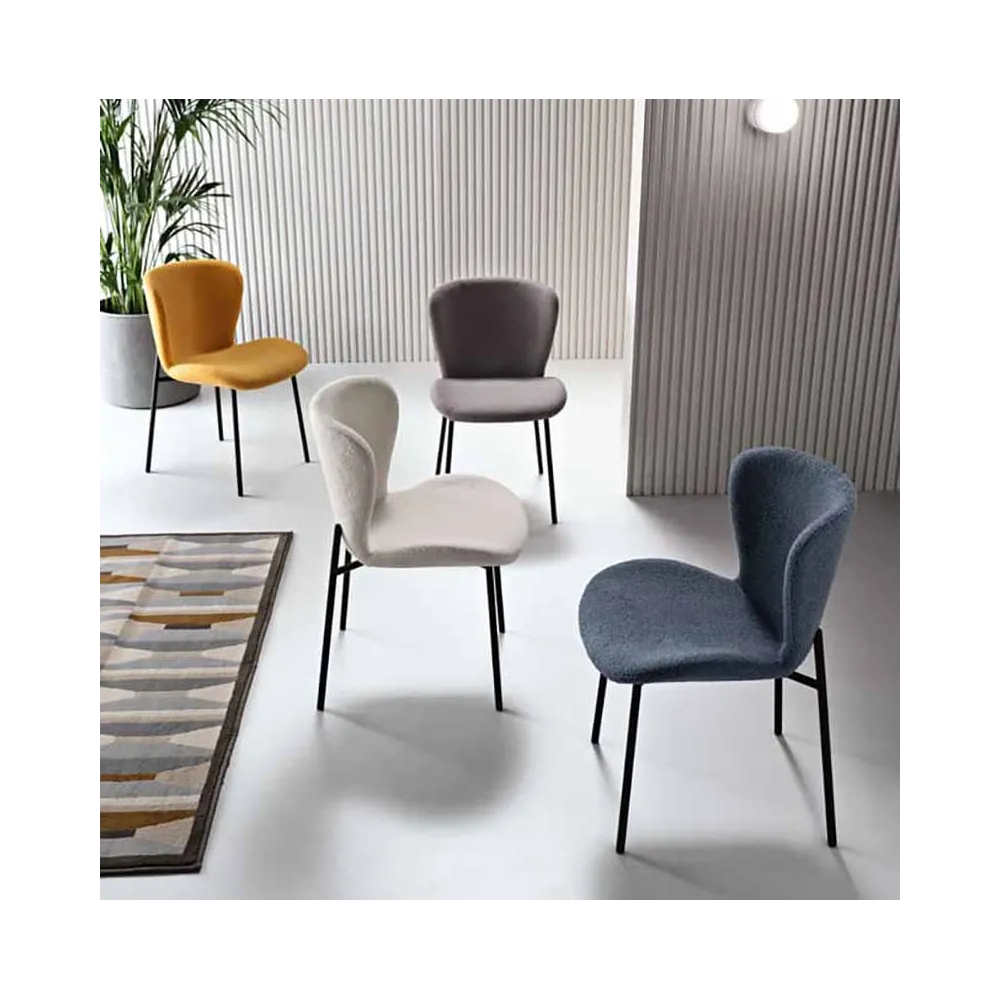 Set de 2 Chaises Rembourrées en Tissu Bouclé Abram - Capodarte