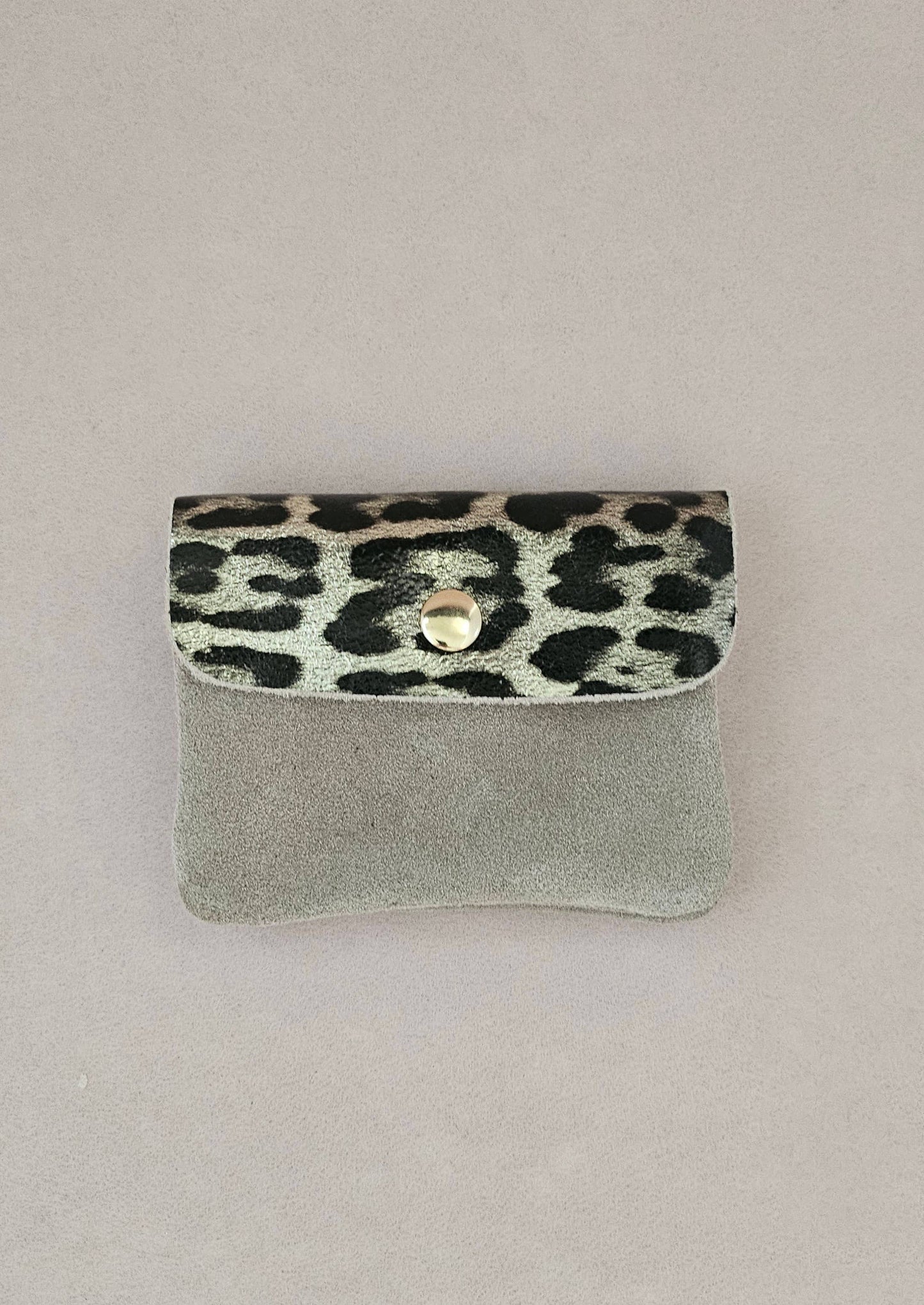 Porte Monnaie en Cuir de Vachette Motifs Léopard 1 x 2 x 8 cm