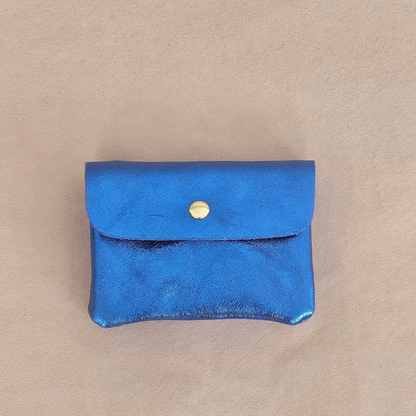 Porte-Monnaie en Cuir de Vachette Métallisé 11x8 cm