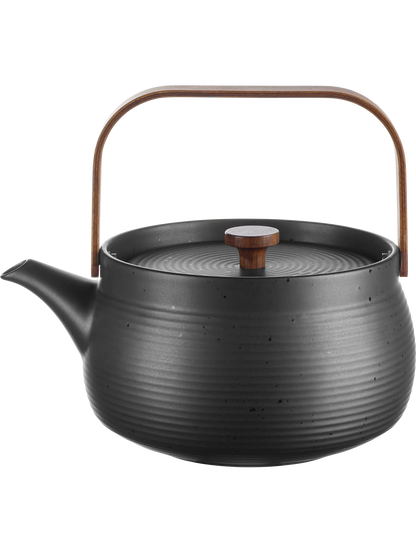 Théière en Porcelaine Noir avec Anse en Bois Japandi - ASA