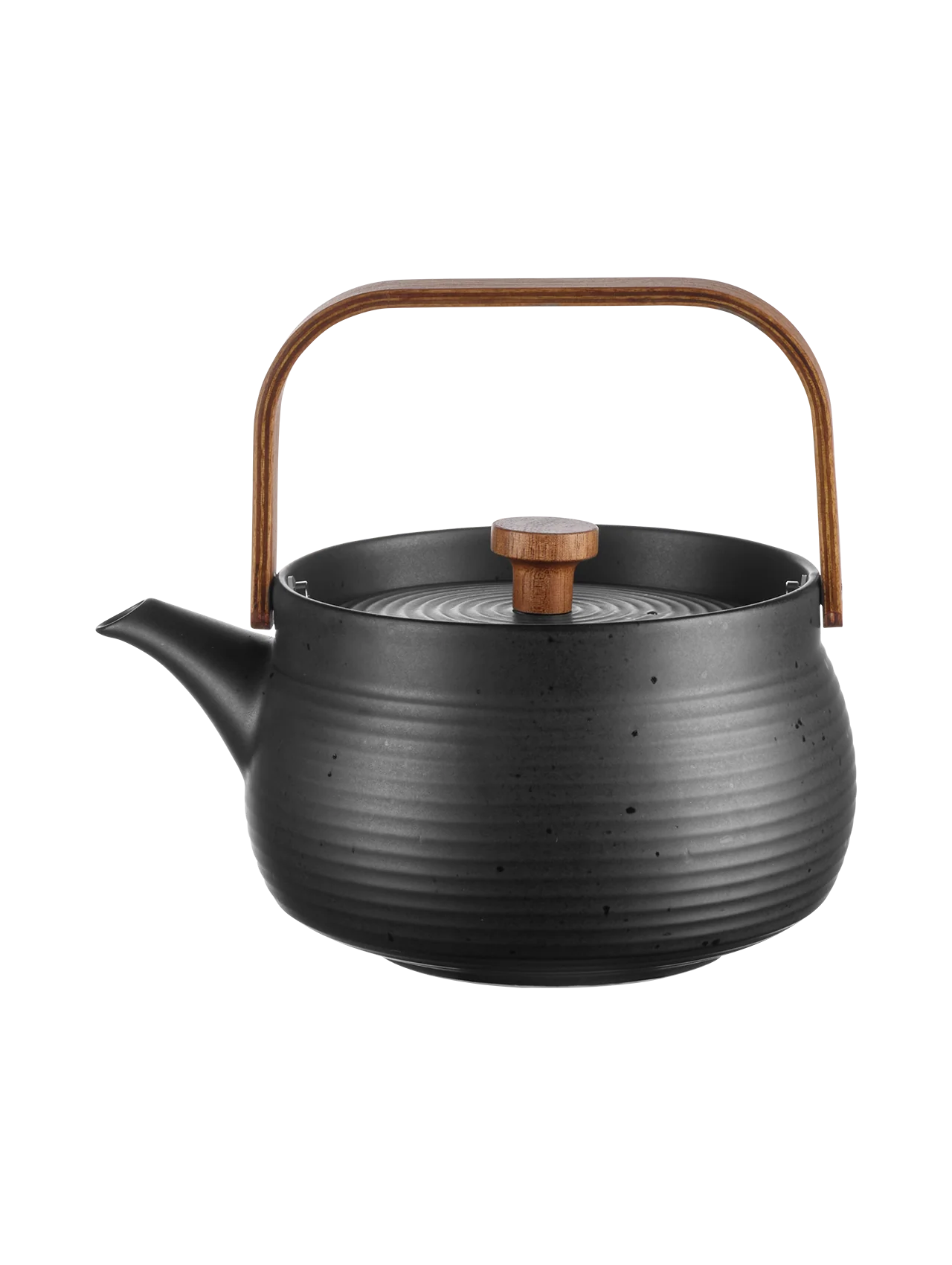 Théière en Porcelaine Noir avec Anse en Bois Japandi - ASA