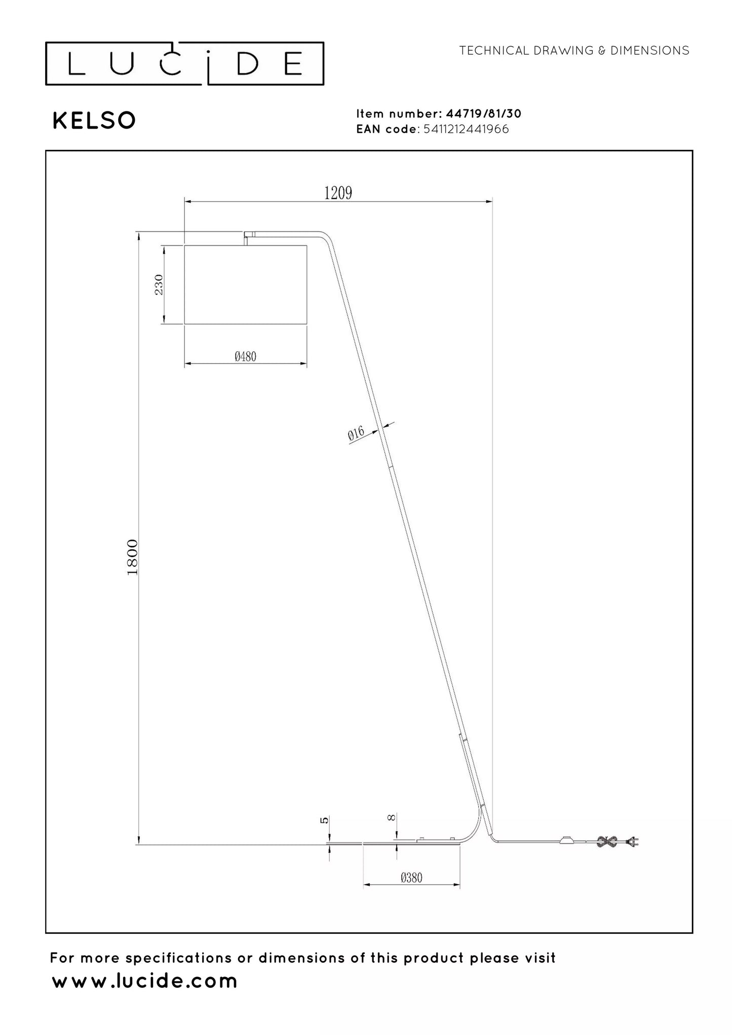 Lampadaire Kelso - Lucide