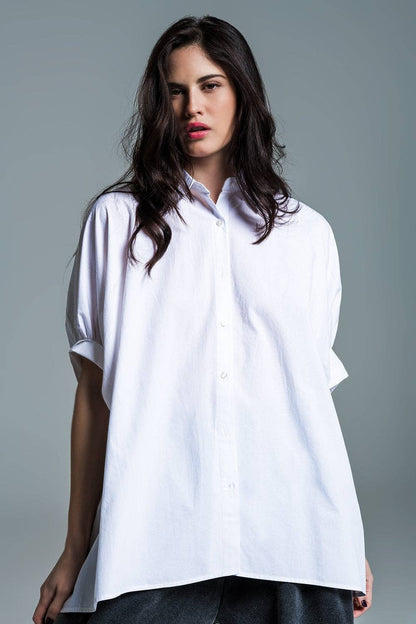 Blouse blanche oversize à manches courtes