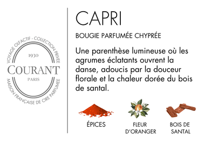Bougie Parfumée Capri, Notes Agrumes et Solaires - Courant Paris