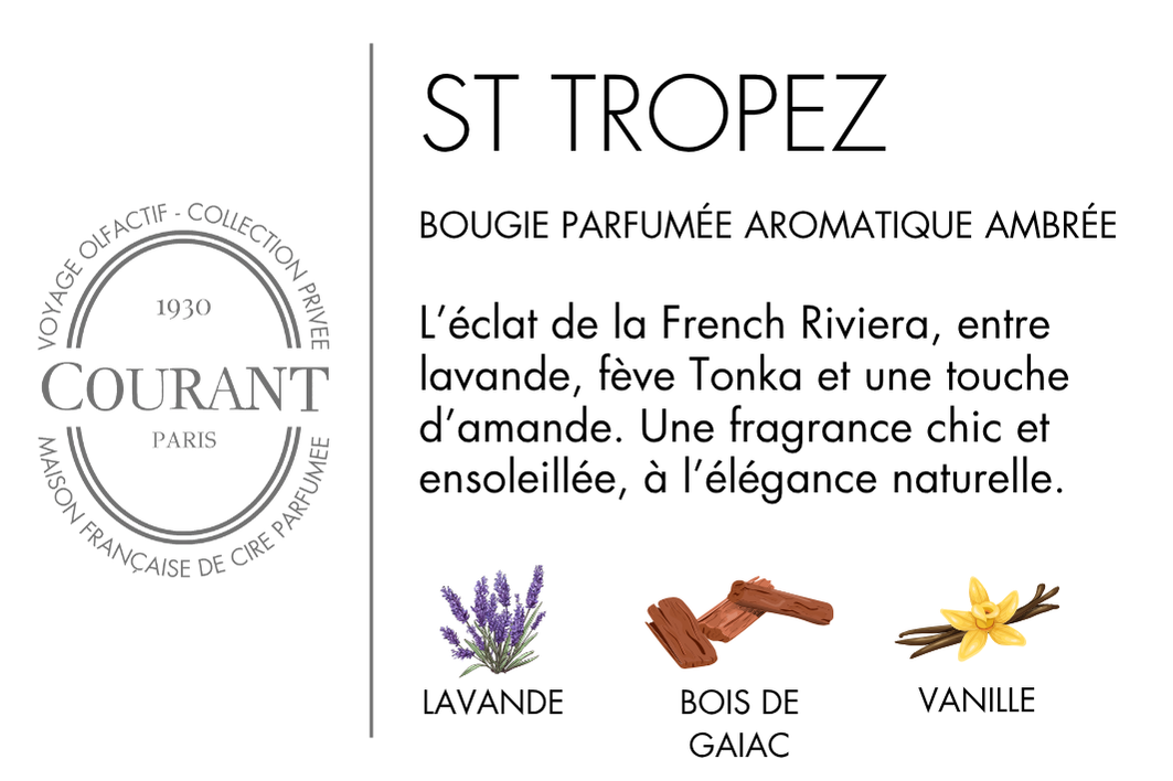 Bougie Parfumée St-Tropez 230g, Lavande & Bois de Gaiac - Courant Paris