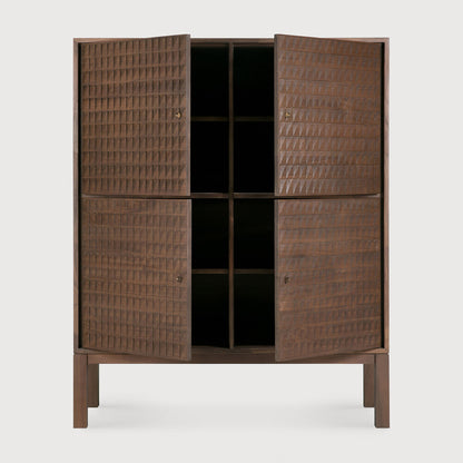 Armoire Sono en Teck Sculpté 4 Portes - Ethnicraft