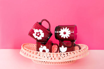 Set de 4 Mugs en Verre Rétros Prunes Fleurs - Duralex