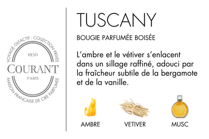 Bougie Parfumée Tuscany 230g Ambre, Vetiver & Musc - Courant Paris