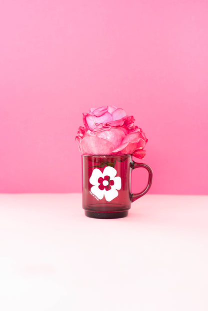 Set de 4 Mugs en Verre Rétros Prunes Fleurs - Duralex