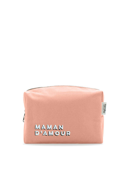 Trousse de Toilette "Maman d'Amour" en Coton Rose - Family Impact Stories