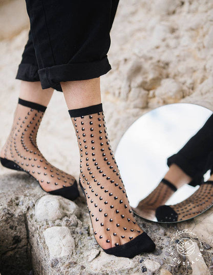 Paire de Chaussettes Crescent Dunes Yellow / Noir - Atelier Saint Eustache