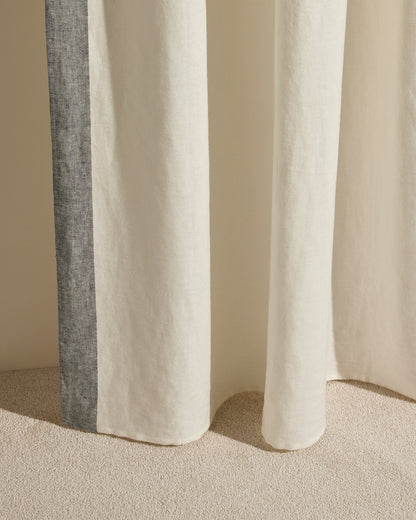 Rideau Ava en Lin Bande Tissé Jasmin & Noir H.295 cm x L.170 cm. - Maison Sarah Lavoine