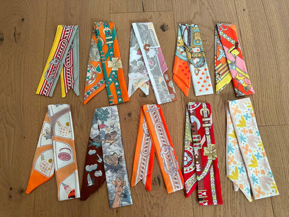 Foulard Twilly, Accessoire pour Sac, Cheveux, Cou en Polyester 88 x 5 cm
