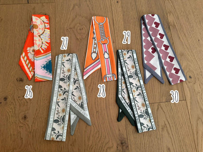 Foulard Twilly, Accessoire pour Sac, Cheveux, Cou en Polyester 88 x 5 cm