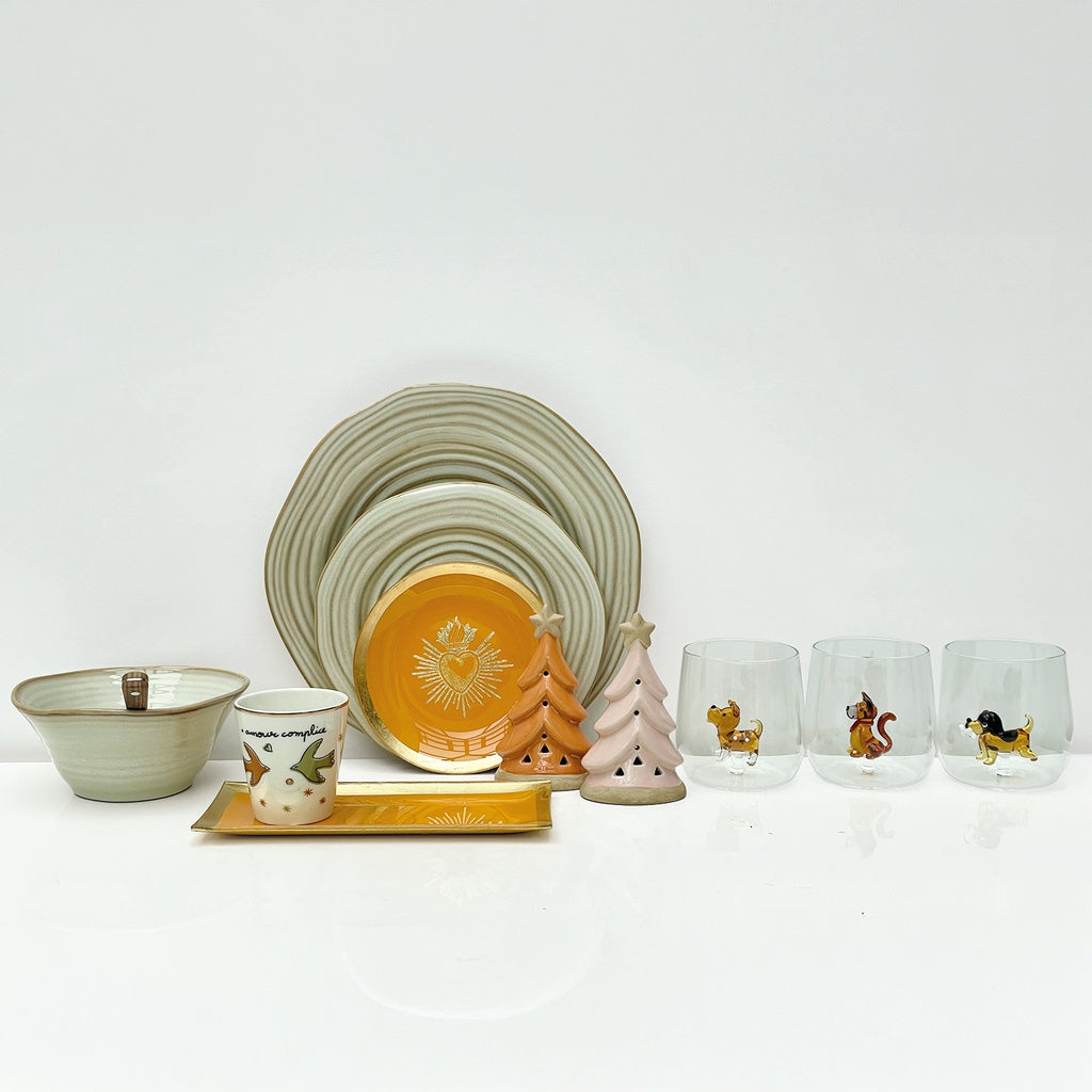 Set de 6 Assiettes à Dessert en Verre "Ex-Voto" Coeur - Opjet