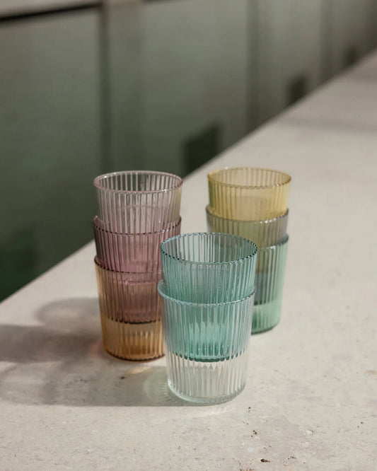 Coffret de 2 Verres Borosilicates Strié et Coloré - Paveau