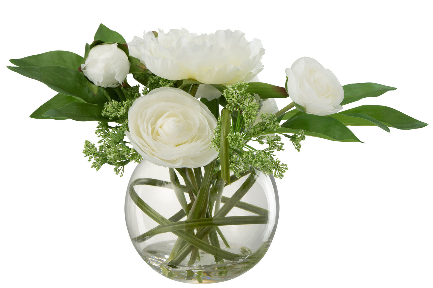 Plante Artificielle Pivoine Blanche en Vase Boule - Jolipa