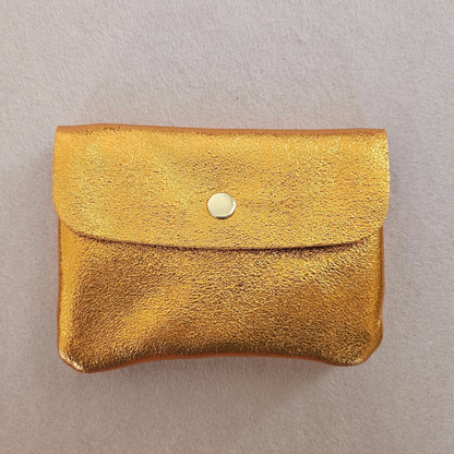 Porte-Monnaie en Cuir de Vachette Métallisé 11x8 cm