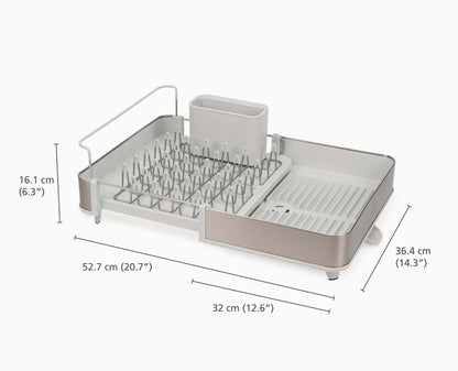 Égouttoir à vaisselle extensible jusqu'à 22,8 pouces avec 2 porte-outils extensible avec bord Égouttoir à vaisselle extensible jusqu'à 22,8 pouces avec 2 porte-outils extensible avec bord