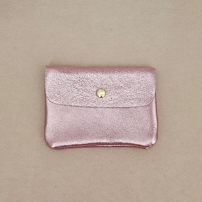 Porte-Monnaie en Cuir de Vachette Métallisé 11x8 cm