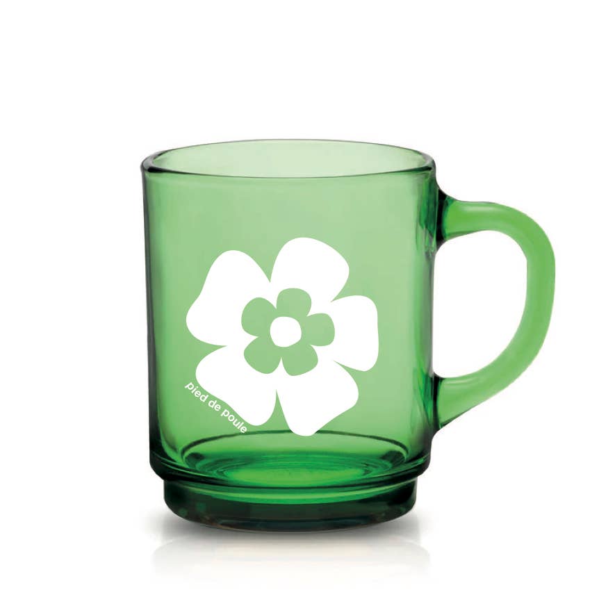 Set de 4 Mugs en Verre Rétros Verts Fleurs - Duralex