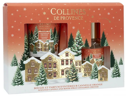 Coffret Cadeau Parfum d’Intérieur + Bougie Cannelle-Orange - Collines de Provence