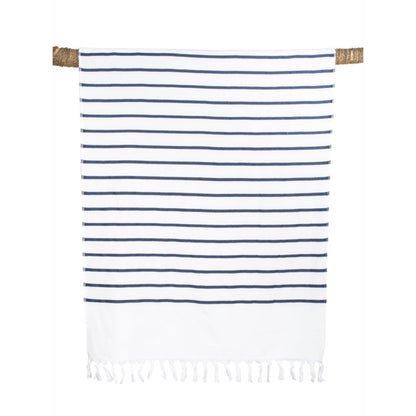 Drap de Plage Pestamal Marinière Blanc - Haomy