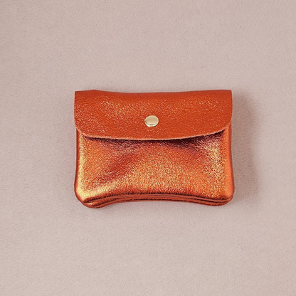 Porte-Monnaie en Cuir de Vachette Métallisé 11x8 cm