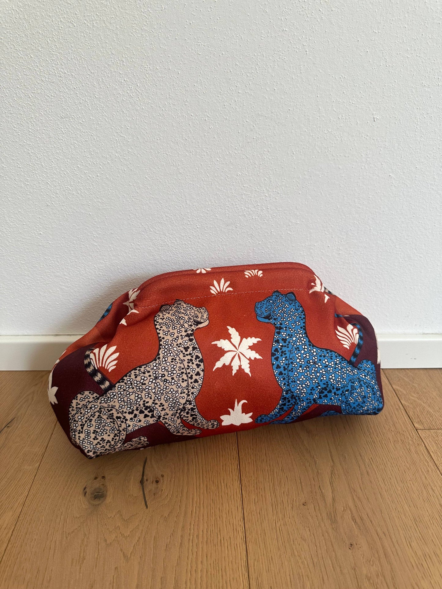 Pochette Clutch Jungle Rouille en Polyester, Bandoulière à Chaîne 21x31 cm