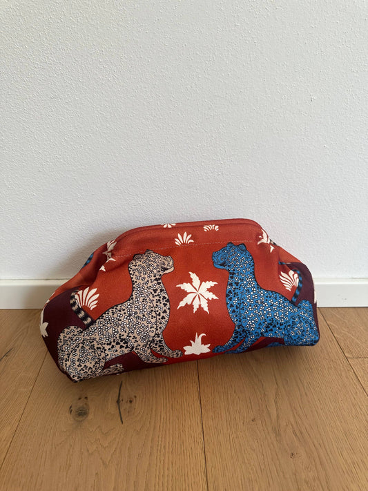 Pochette Clutch Jungle Rouille en Polyester, Bandoulière à Chaîne 21x31 cm