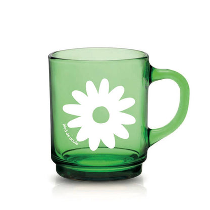 Set de 4 Mugs en Verre Rétros Verts Fleurs - Duralex