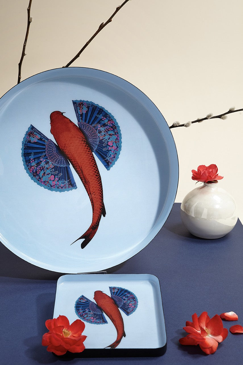 Plateau Rond Verni Fishkoï 33cm - Gangzaï