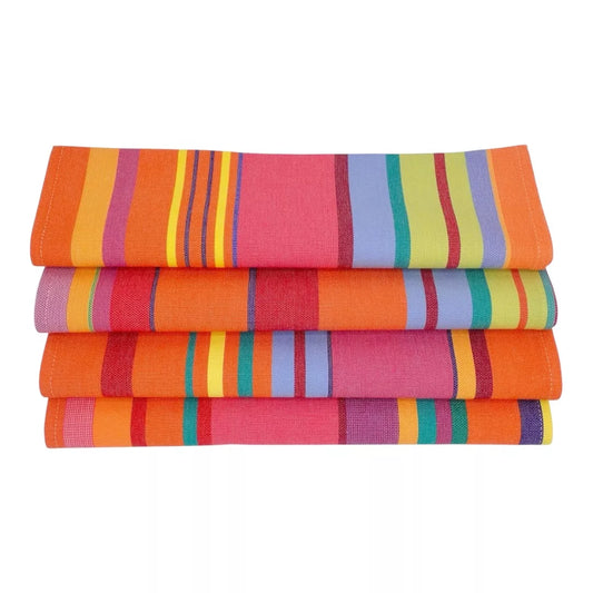 Lot de 4 Serviettes de Table en Coton Bonbon Plume - Les Toiles du Soleil