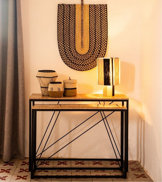 Set de 2 Consoles Tripoli en Fer et Travertin 105x30xH79cm - Athezza