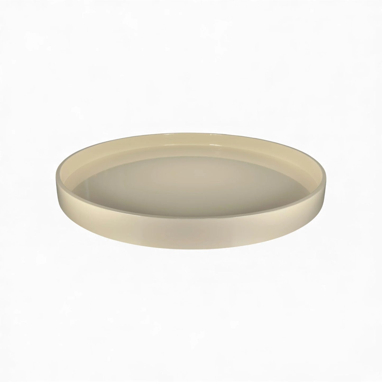 Plateau Rond en Bois Laqué Beige D.42 cm - Albert