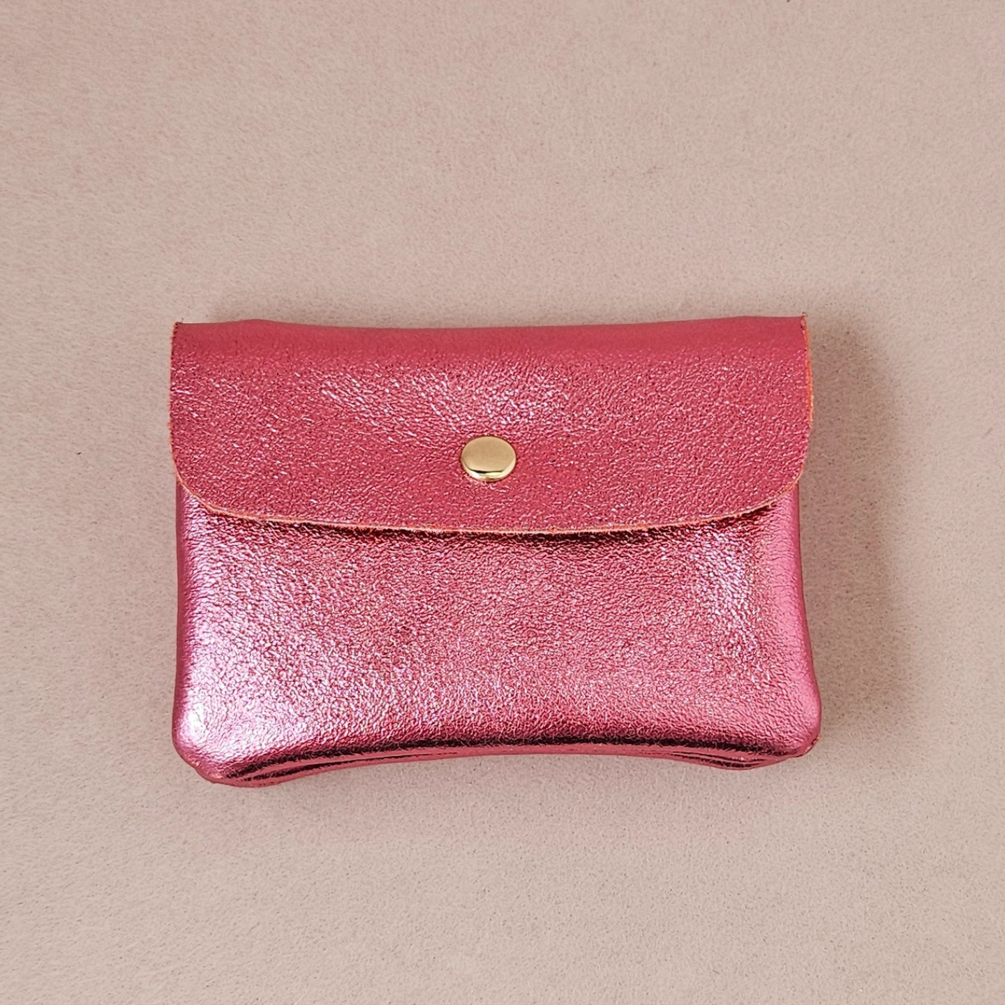 Porte-Monnaie en Cuir de Vachette Métallisé 11x8 cm
