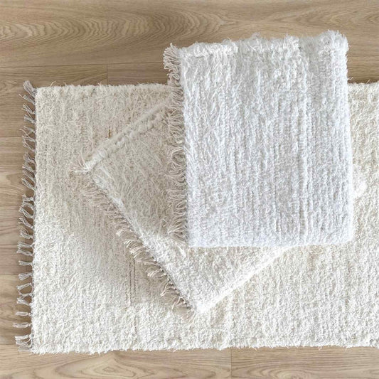 Tapis à Frange en Coton Projet Écru 70x140 cm - Opjet